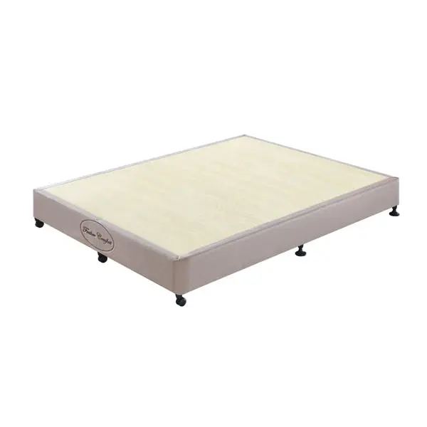 Mattress Base Ensemble Queen Size Solid Wooden Slat in Beige with Removable Cover - Furniture