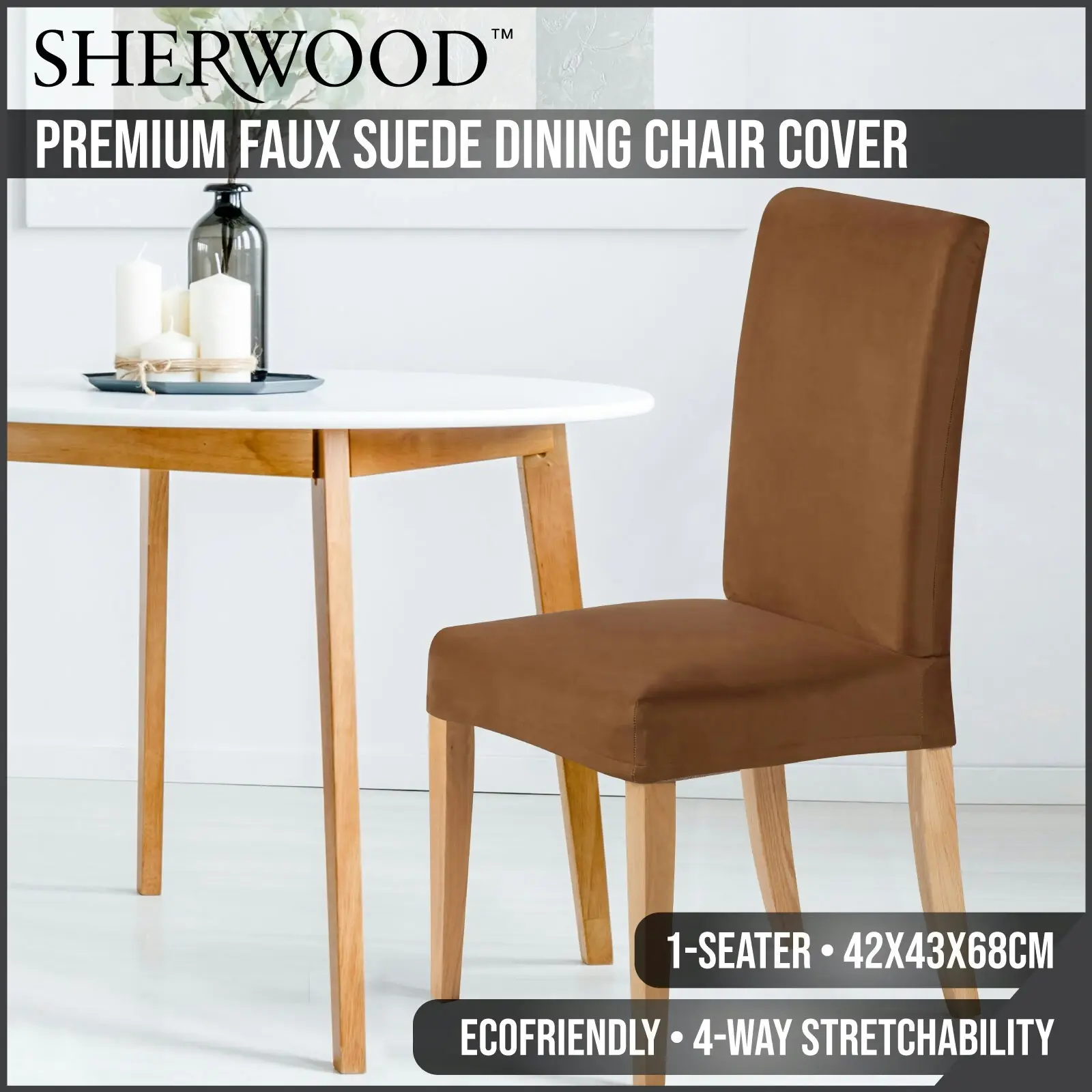 Sherwood Home Premium Faux Suede Rust Dining Chair Cover - Home & Garden