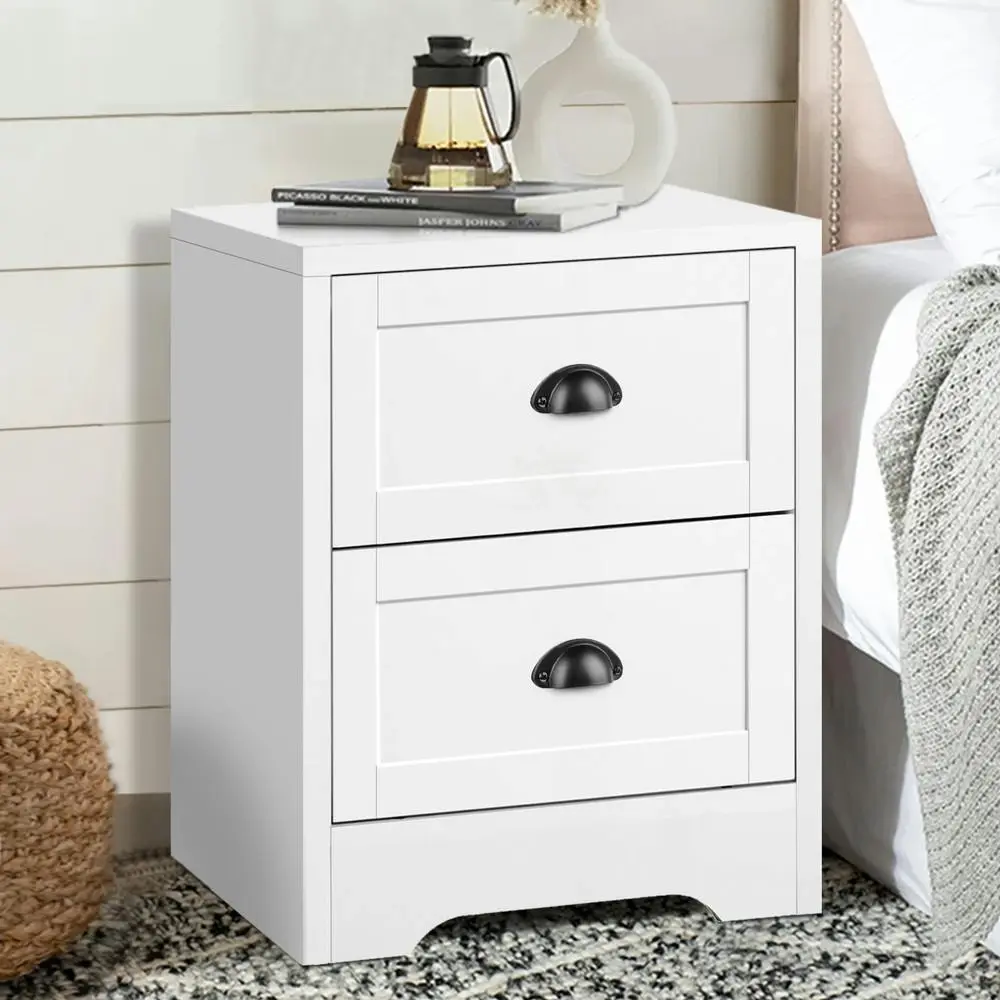 Alfordson Bedside Table Storage Hamptons White - Furniture