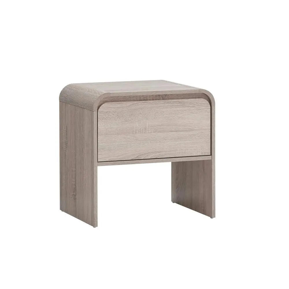 Design Square Ernest Wooden Bedside Nightstand Side Table W/ 1-Drawer Oak