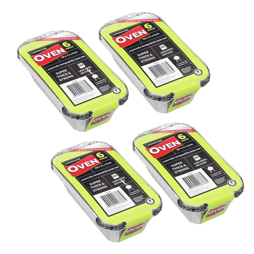 24PK Lemon & Lime Foil Container w/ Lid 20cm Shelf Ready Home Oven BBQ Cookware - Home & Garden