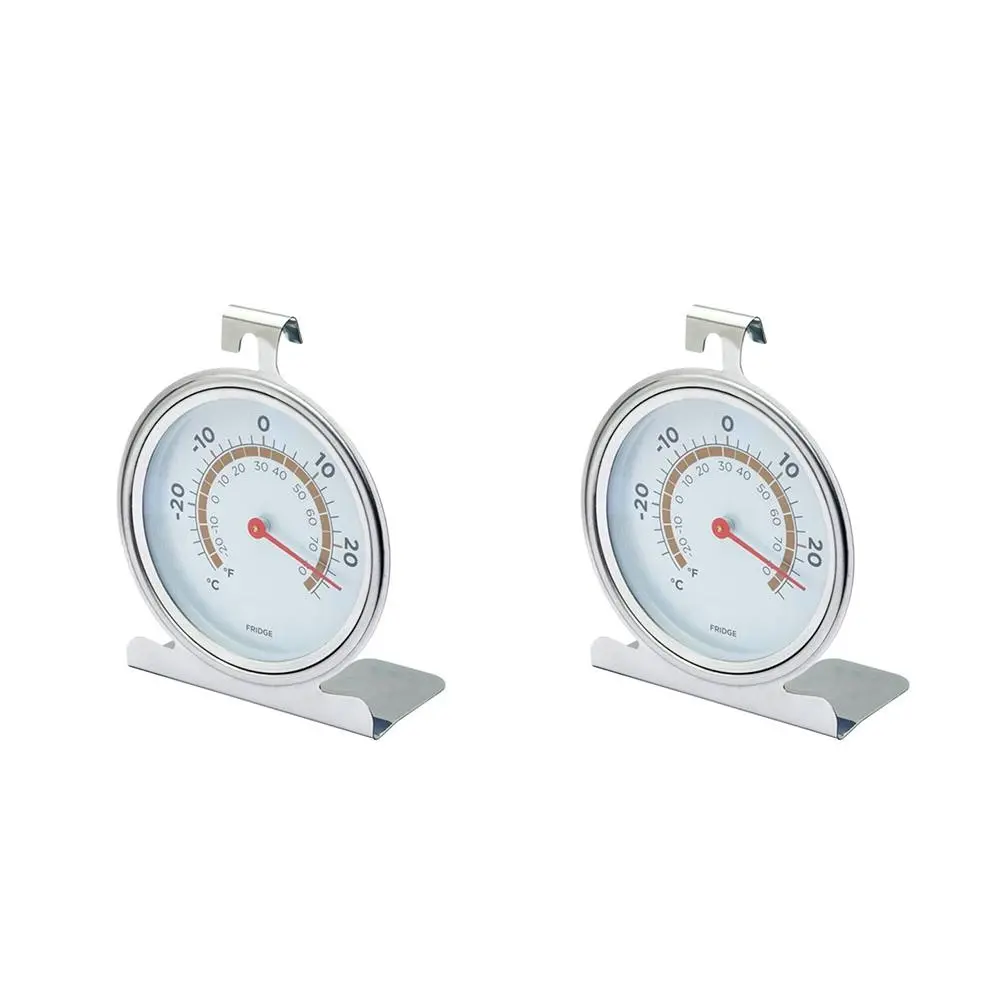 2x MasterCraft Round 10cm Stainless Steel Fridge Freezer Thermometer Hanging SLV - Home & Garden