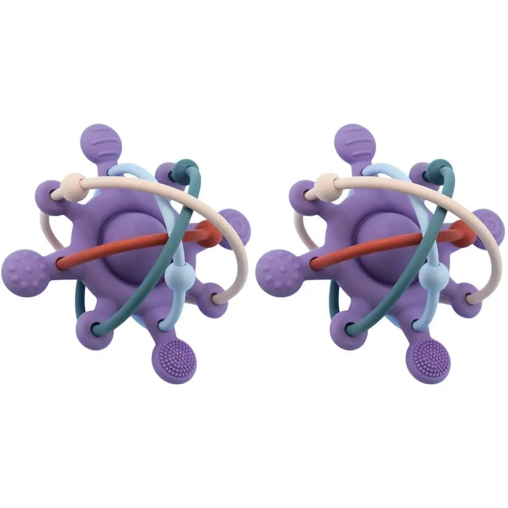 2x Koala Dream Kids/Childrens Silicone Sensory Space Rattle Teether Purple 4M+ - Baby
