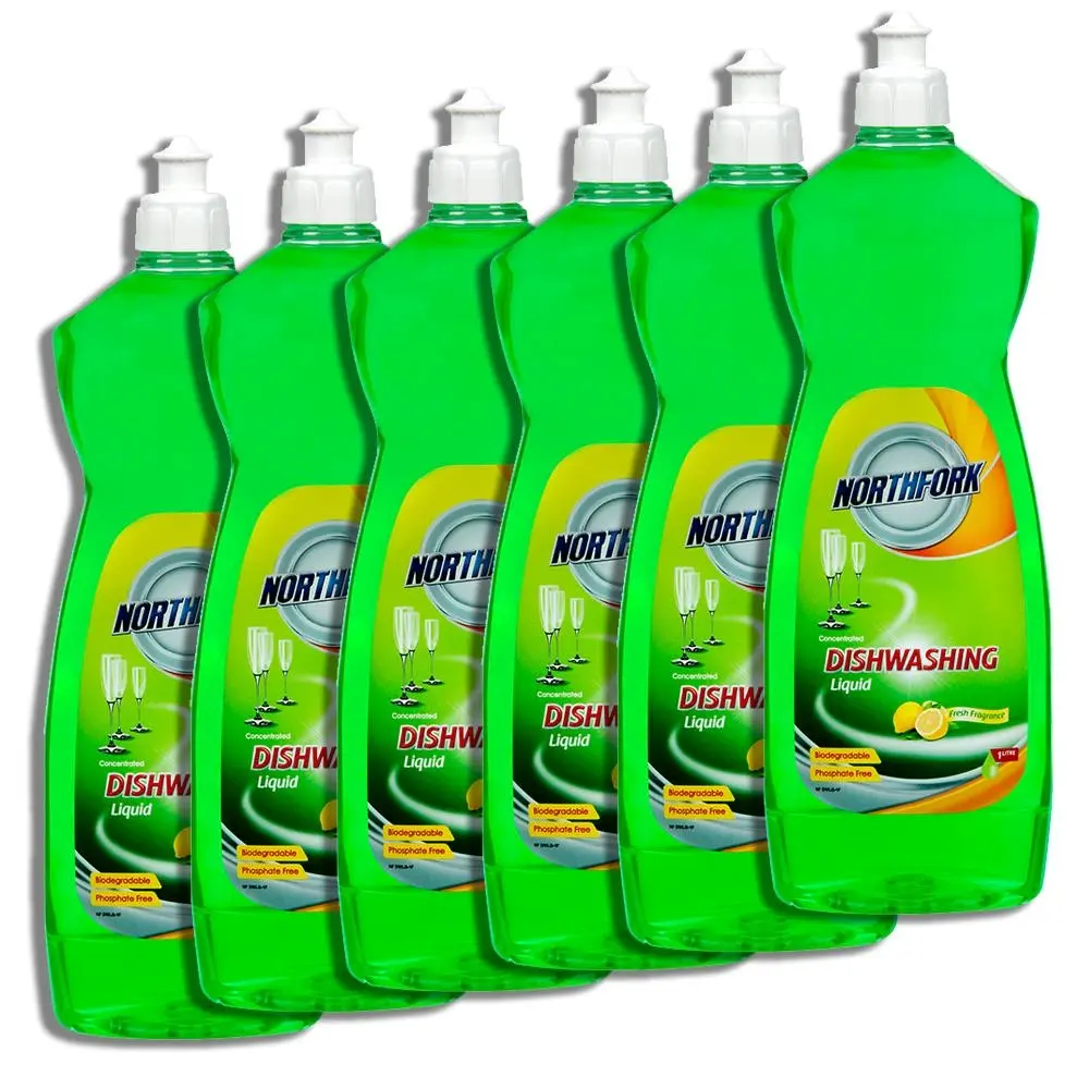 6x Northfork 1L Biodegradable Dishwashing Dishes Concentrated Liquid/Soap Lemon - Home & Garden
