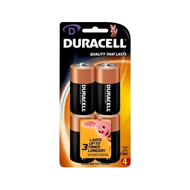 4pc Duracell Copper Top D Alkaline Battery 1.5V Multi Purpose for Clocks/Radios - Electronics