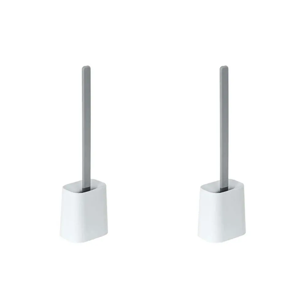 2x Vigar Essential Rubber Eco Toilet Brush w/ Holder Bathroom Cleaner Set White - Home & Garden