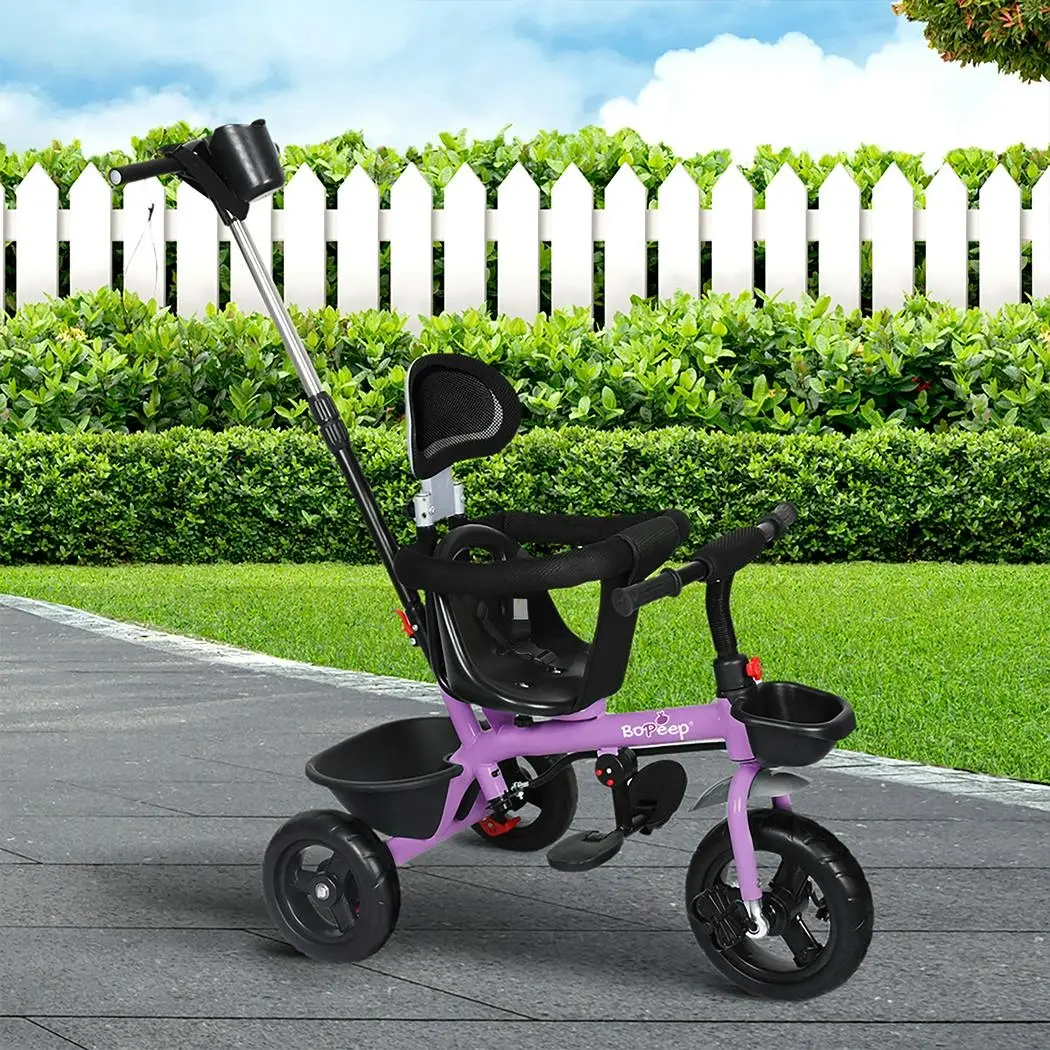 BoPeep Kids Tricycle Trike Ride On Toy Toddler Balance Bike Pram Stroller Purple - Toys & Games