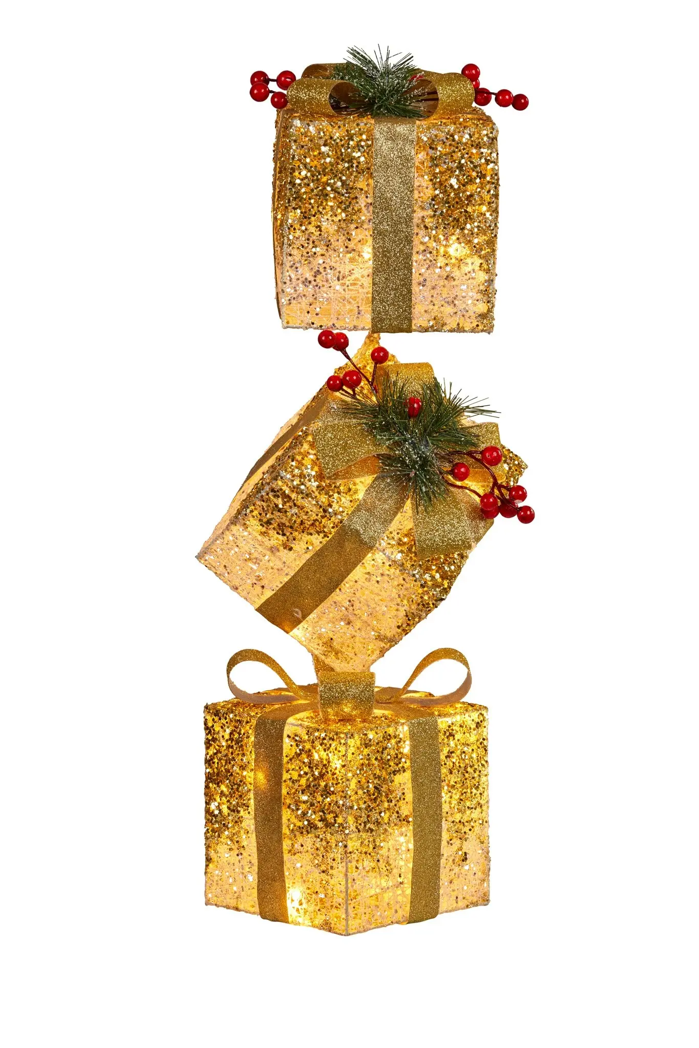 Christabelle 63cm Christmas Present Display Stack with LED Lights Decoration - Home & Garden
