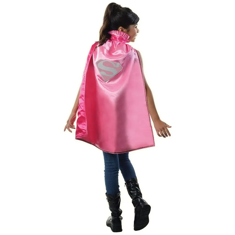DC Comics Warner Bros Supergirl Satin Cape Kids 6+ Girls Party Costume Pink - Fashion