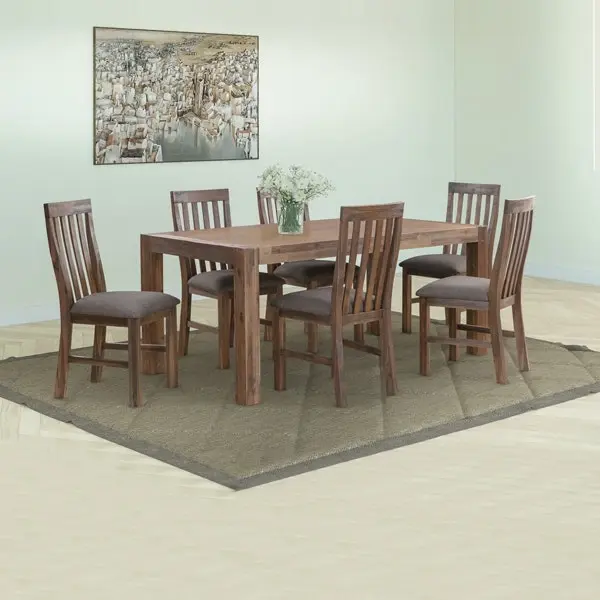 Dining Table 180cm Medium Size with Solid Acacia Wooden Base in Chocolate Colour - Furniture