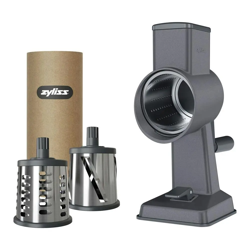 Zyliss Gourmet Rotary Drum Grater Cutter/Slicer/3x Stainless Steel Drums GRY - Home & Garden