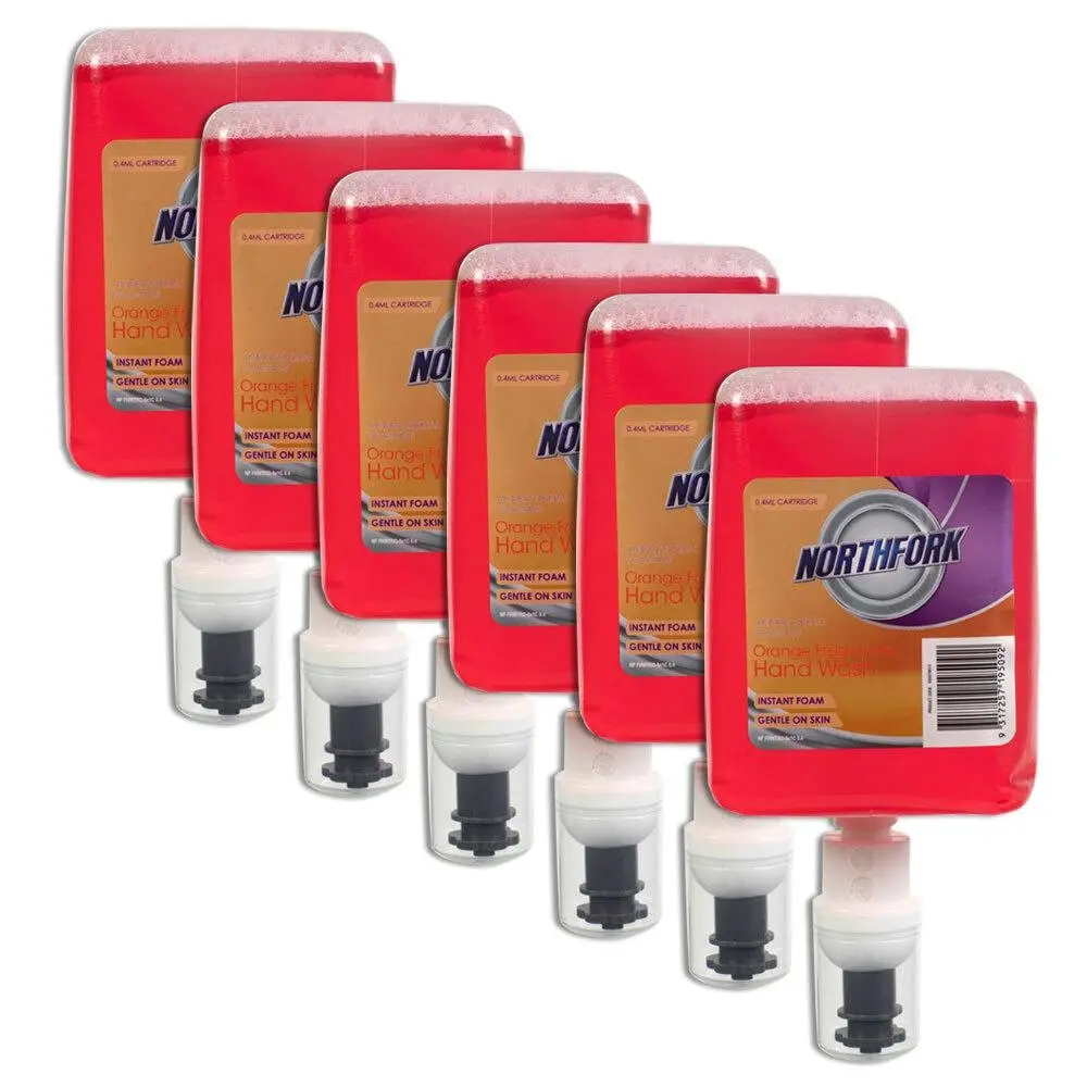 6PK Northfork 0.4ml Liquid Gentle Foaming Hand Wash Care Soap Cartridge Orange - Beauty