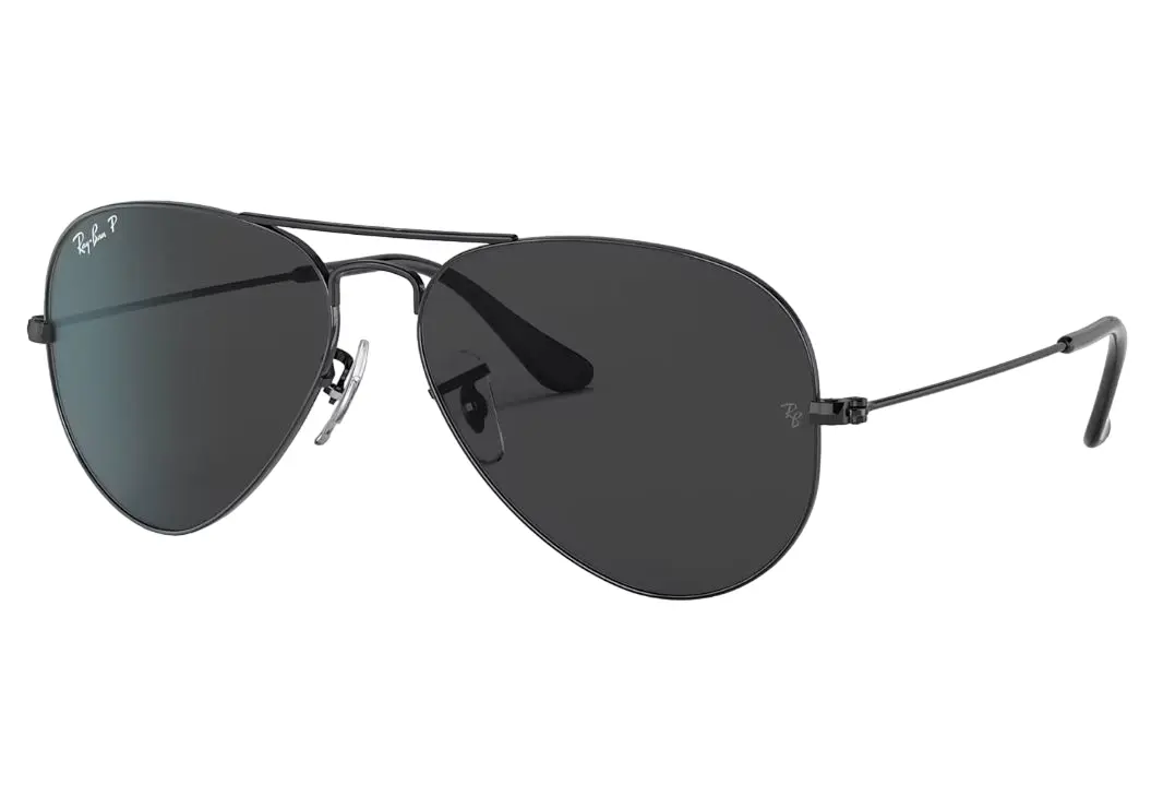 Mens Ray Ban Polarised Sunglasses Rb3025 Aviator Total Black Sunnies - Fashion