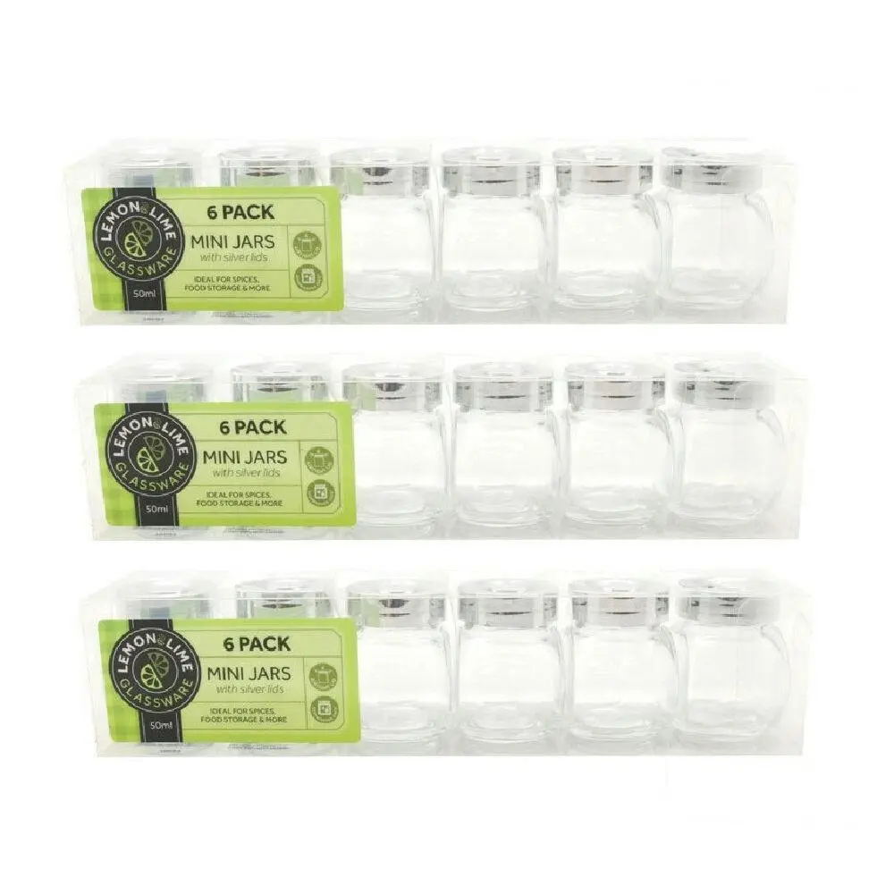 18PK Lemon & Lime 50ml Glass Spice Jars 5cm Kitchen Storage Canister Container - Home & Garden