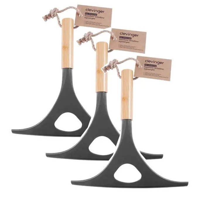 3x Clevinger Eco Cleaning Bamboo Window Squeegee/Cleaner Home Bathroom Sweeper - Home & Garden