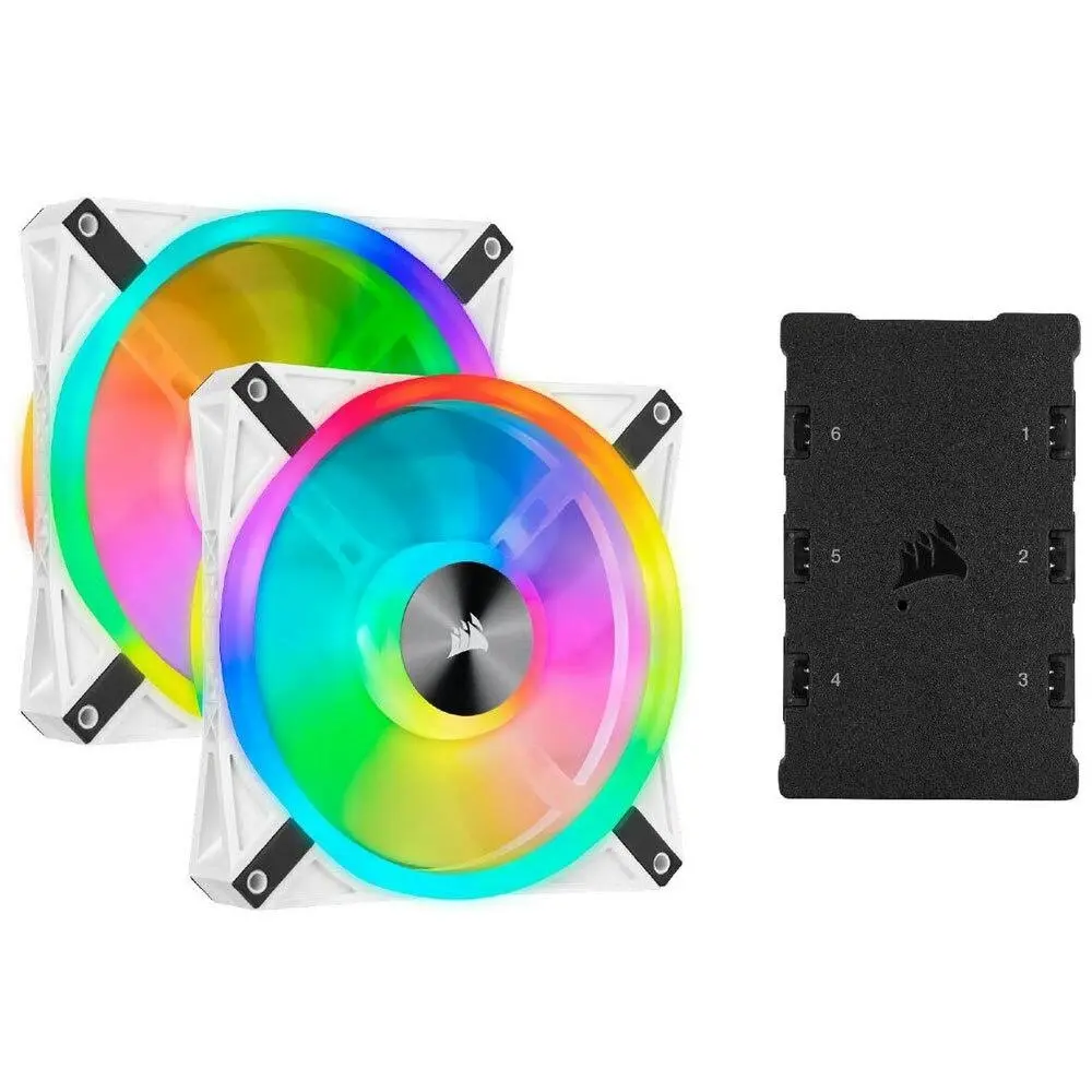 2PK Corsair iCUE QL140 RGB 140mm PWM 1250 RPM Cooling Fans f/ Gaming PC Case WHT - Electronics