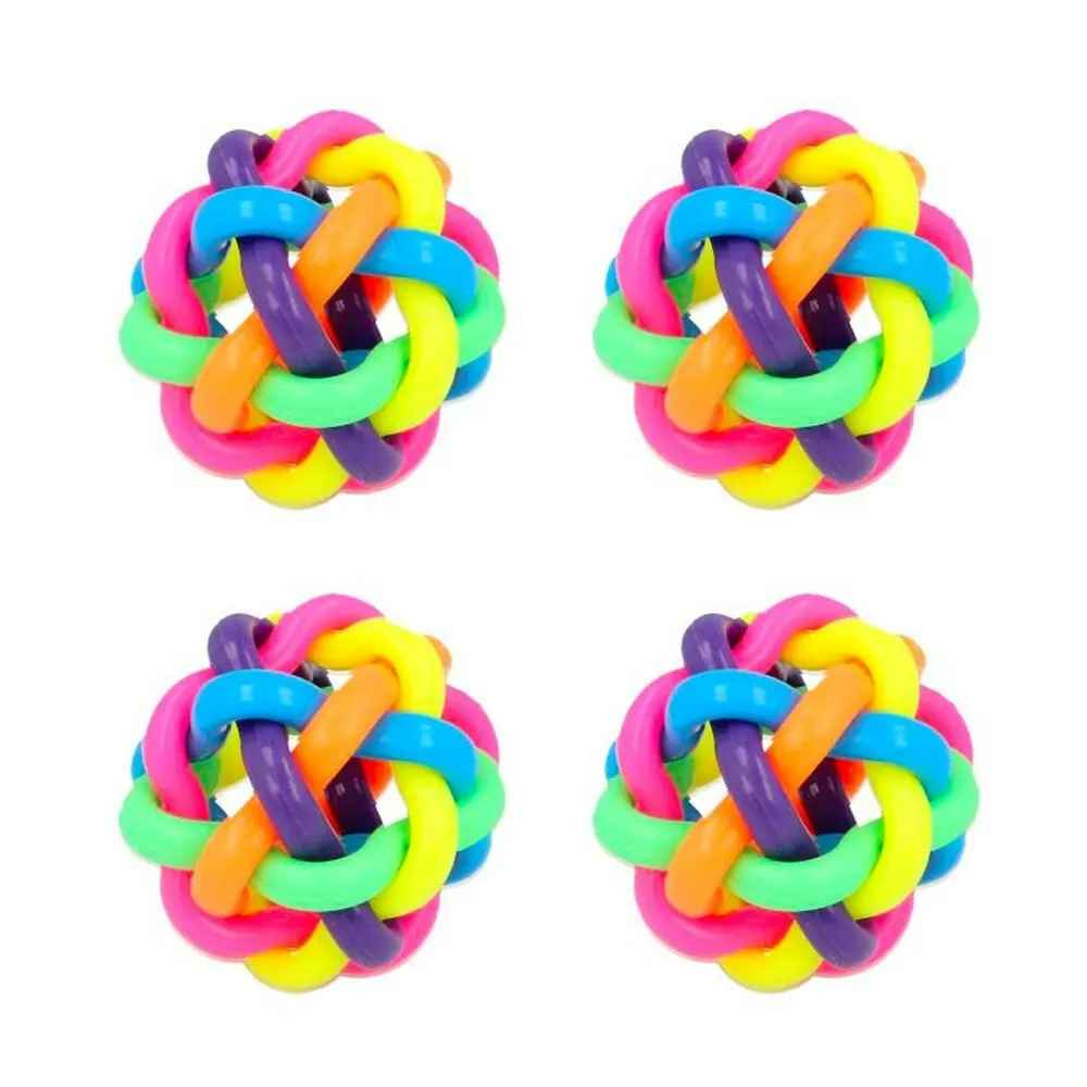 4x Fumfings 7cm Tangle Rainbow Round Bouncy Balls Kids Fun Play Bounce Toy 3y+ - Toys & Games