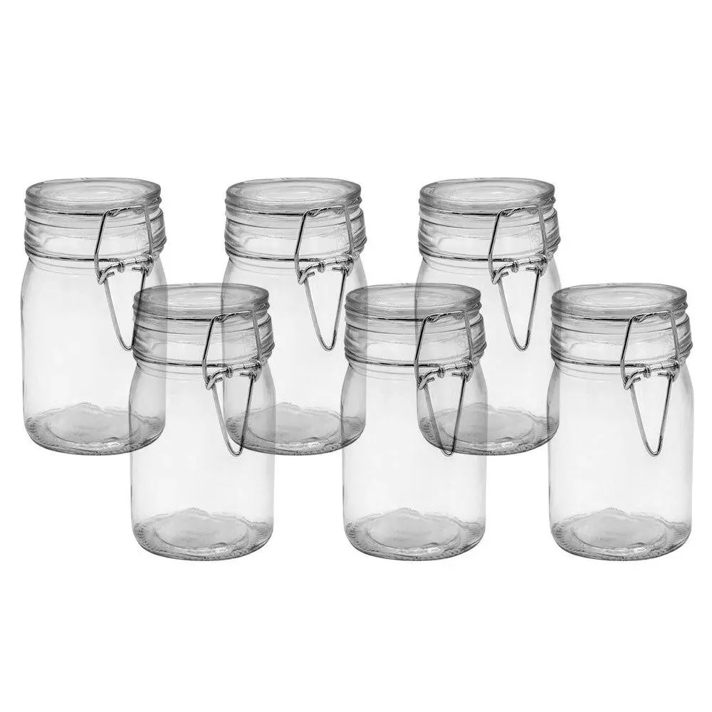 6x Lemon & Lime Fresco 12cm/240ml Glass Clip Jar Food Preserve/Container w/ Lid - Home & Garden