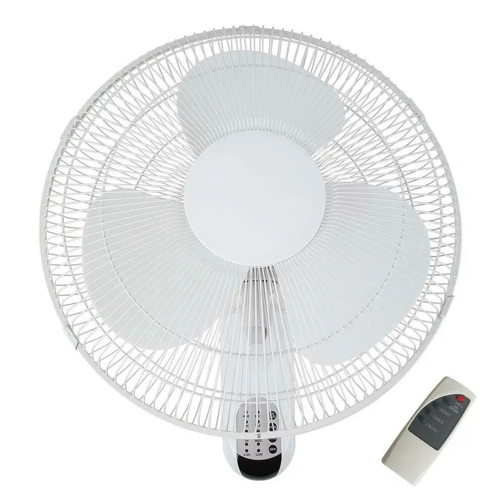 Heller 40cm Wall Mounted 3 Speed Air Cooling Fan w/ Remote Control/Timer White - Home & Garden