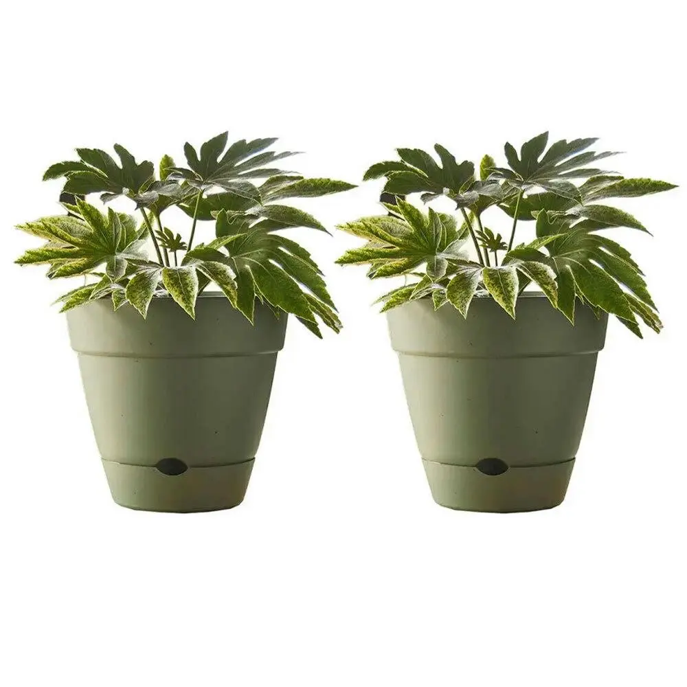 2x Northcote Pottery Leonard 25x23cm Self Watering Plant Pot Garden Decor Green - Home & Garden