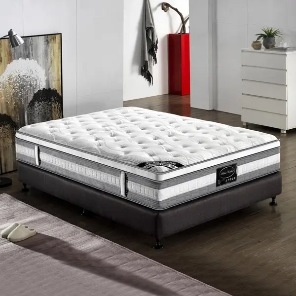 Mattress Euro Top King Single Size Pocket Spring Coil with Knitted Fabric Medium Firm 34cm Thick - Furniture