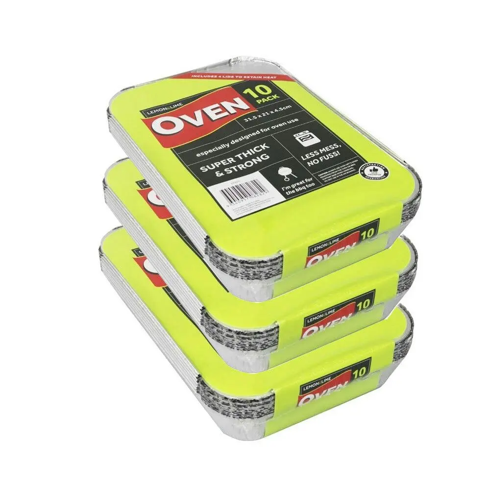 30PK Lemon & Lime Foil Container 31.5cm w/ Lid Shelf Ready Home Kitchen Bakeware - Home & Garden
