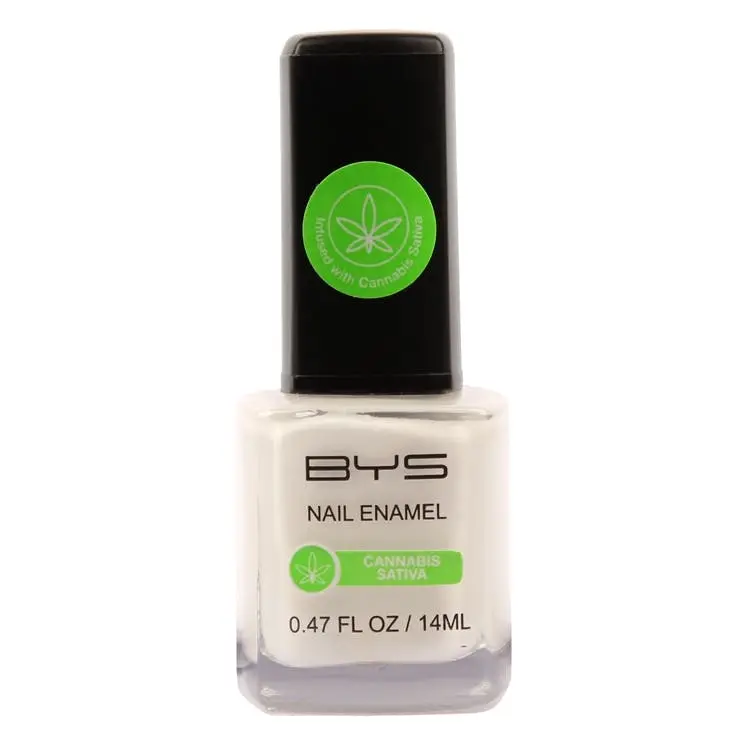 BYS Nail Polish W/Cannabis Sativa Oil Enamel Lacquer Gloss Quick Dry 14ml WHT - Beauty