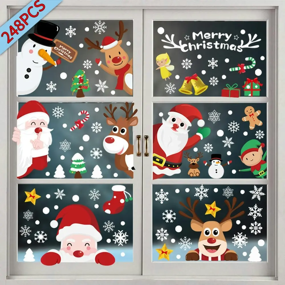 248Pcs Christmas Snowflake Window Cling Stickers Snowflake Christmas Decorations - Hobbies