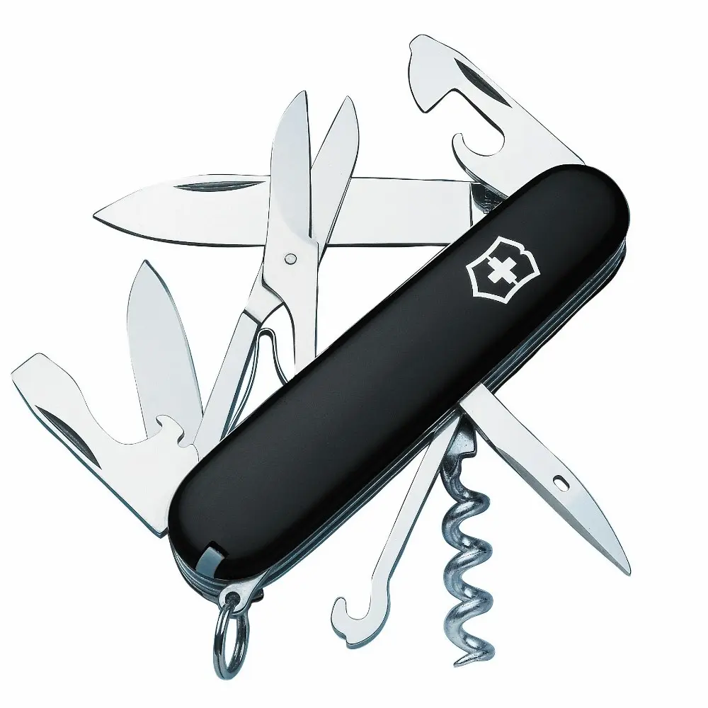 Victorinox Swiss Army Climber Black Pocket Knife 14 Functions - Sports & Outdoor