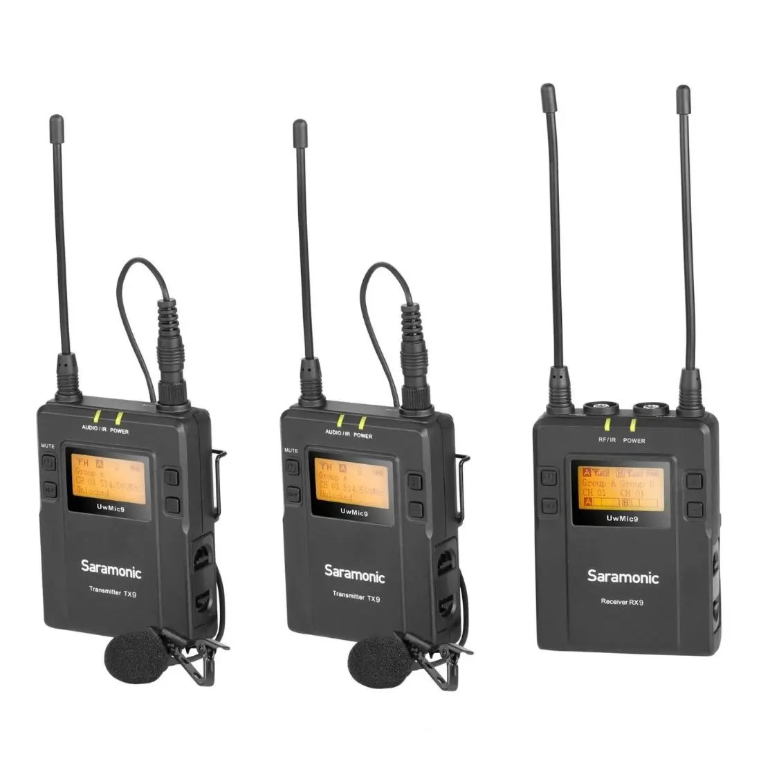 Saramonic UWMIC9AU Kit2 (TX9+TX9+RX9) UHF Wireless Lavalier Microphone System - Electronics