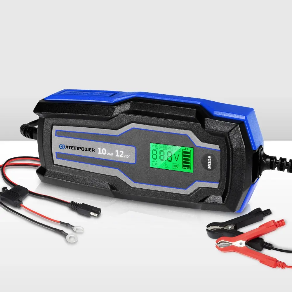 10A 6V/12V Smart Battery Charger Trickle Automatic AGM GEL Car Truck Motorcycle - Automotive
