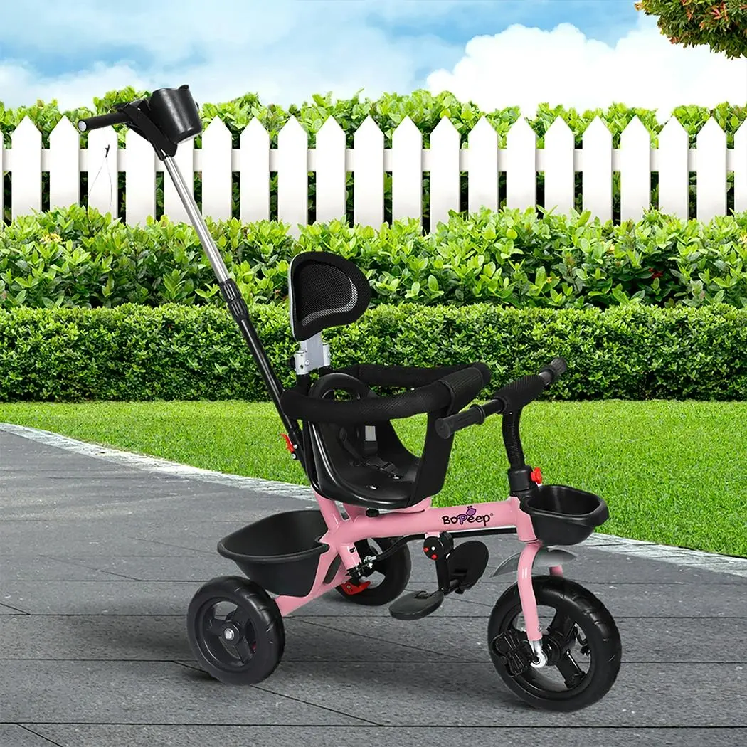 BoPeep Kids Tricycle Ride On Trike Toddler Balance Bike Prams Stroller Pink - Toys & Games