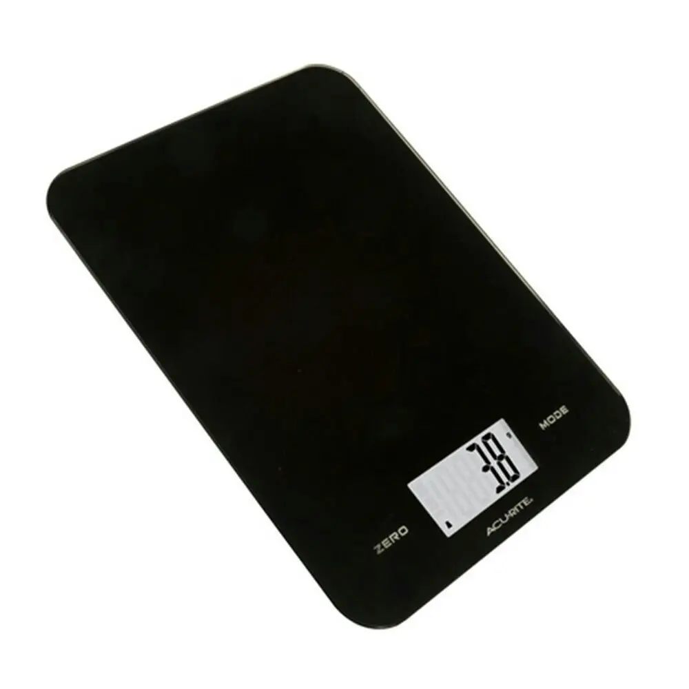 AcuRite Large Slim Line Glass Digital Kitchen Food Measure Scale 1g/8kg Black - Home & Garden