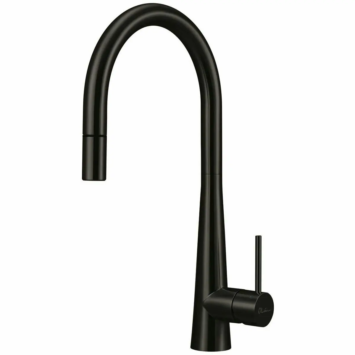 Oliveri Essente Goose Neck Pull Out Mixer Tap Black - Hardware