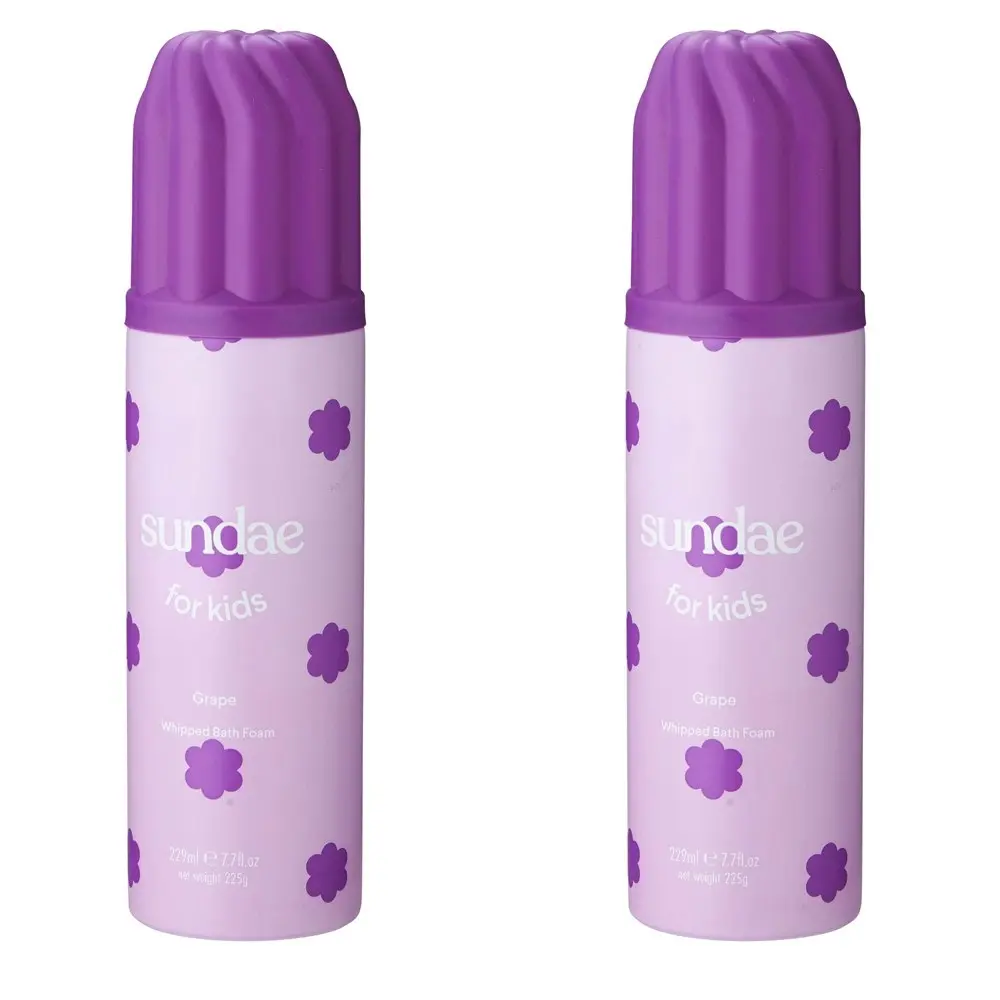 2x Sundae 229ml Kids Shower Whipped Bathroom Grape Scent Body Wash Skin Care - Beauty