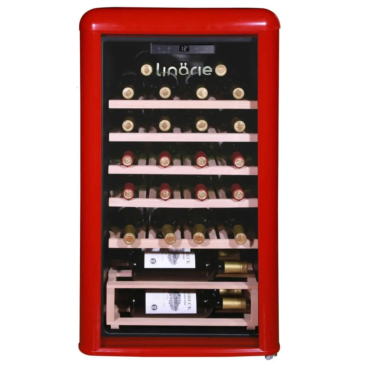Linarie Burgundy 33 Bottle Single Zone Retro Wine Fridge - Home & Garden
