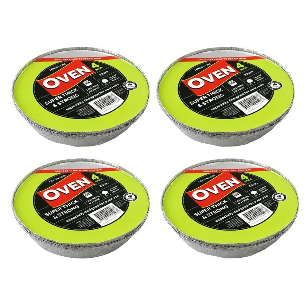 16PK Lemon & Lime Foil Container w/ Lid Round 23cm Shelf Ready Home Food Storage - Home & Garden