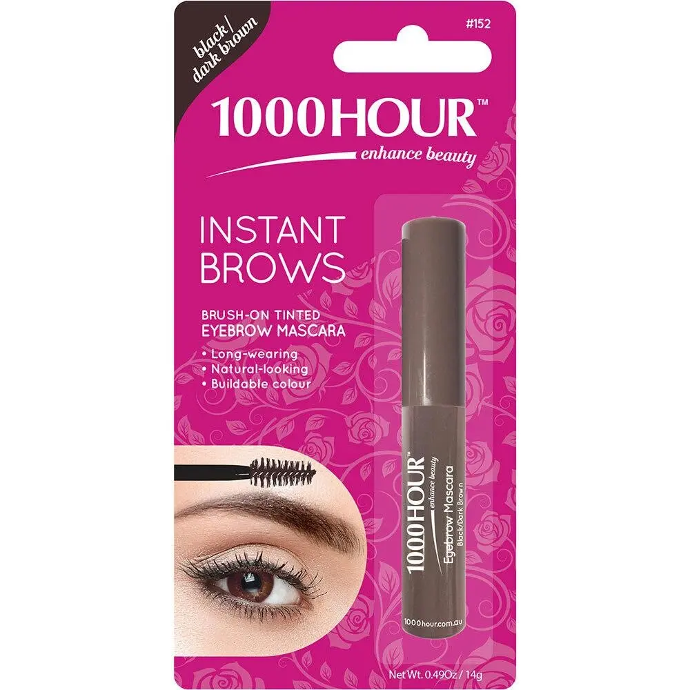 1000 Hour Instant Brows Black Dark Brown 14g Long Wearing Buildable Brow Gel - Beauty