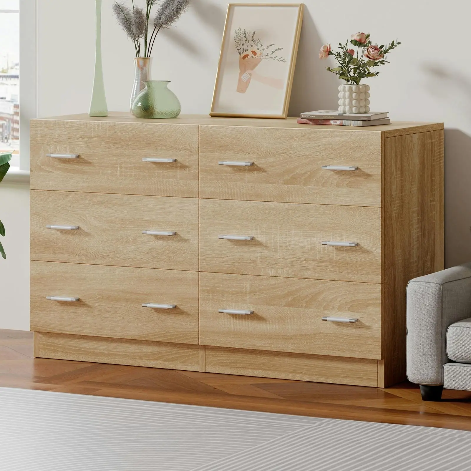 Alfordson 6 Chest of Drawers Minimalist Oak - Furniture