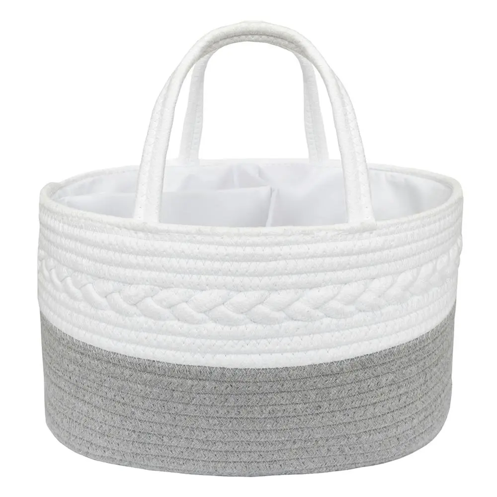 Living Textiles Cotton Rope Nappy Caddy Grey - Furniture