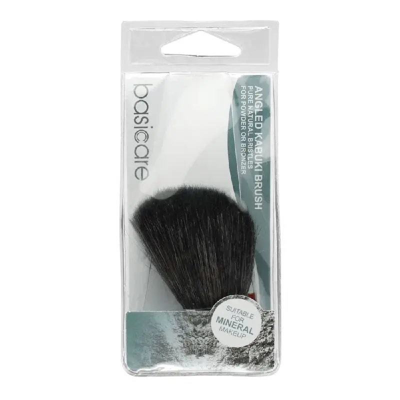 Basicare Angled Kabuki Brush for Powder and Bronzer with Natural Bristles - Beauty