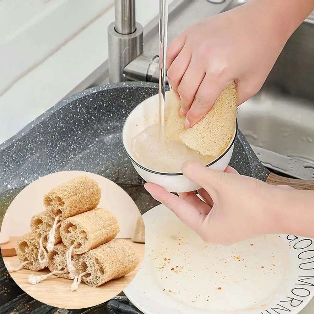 6 Pcs Loofah Cup Brush Dish Brush Pure Handmade Cup Brush Cleaning Brush - Home & Garden