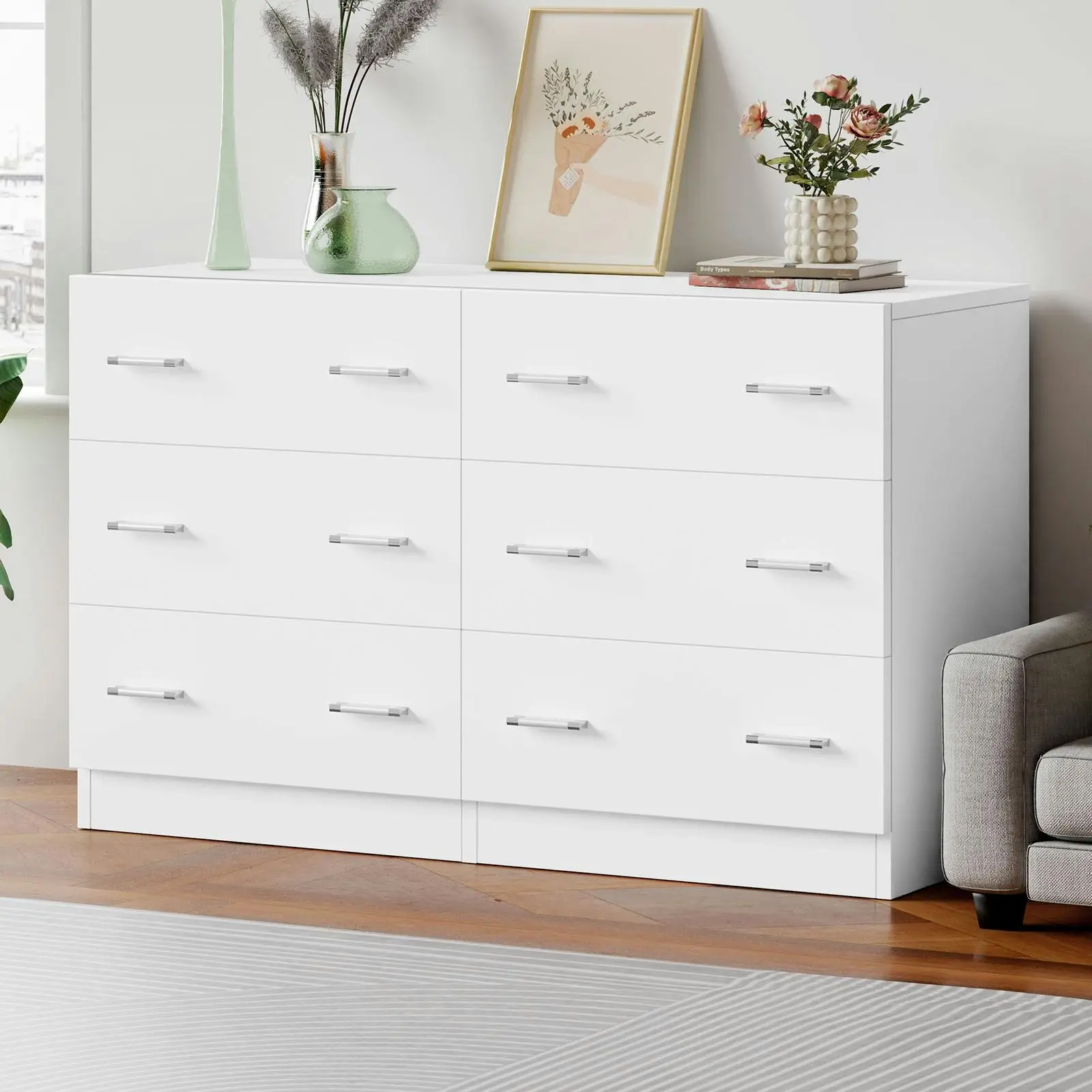 Alfordson 6 Chest of Drawers Minimalist White - Furniture