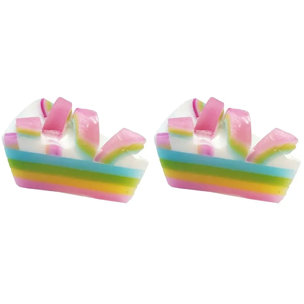2PK Bomb Cosmetics Raspberry Rainbow Scented Soap Cake Bar Body Shower Fragrance - Beauty