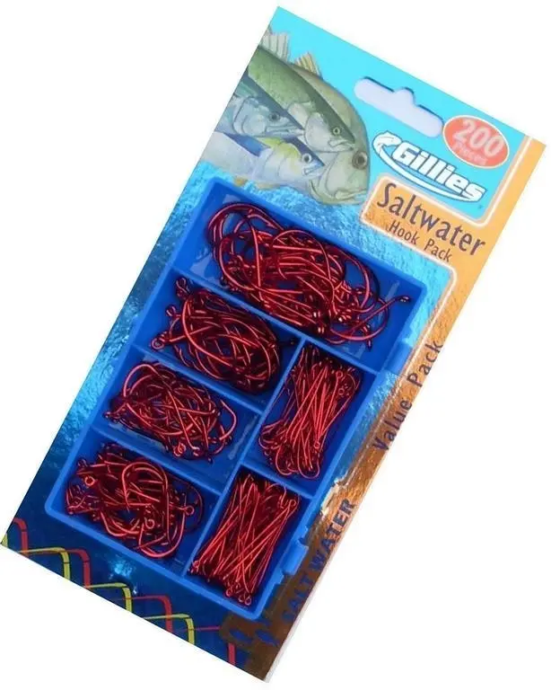 Gillies 200 Piece Saltwater Chemically Sharpened Hook Value Pack - Sports & Outdoor