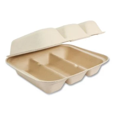 World Centric TOSCT39LFS Fiber Hinged Takeout Containers, Taco Box, 7.9 X 9.2 X 3.2, Natural, Sugarcane Fiber, 300/carton