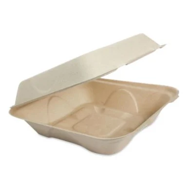 World Centric TOSCU853LLF Fiber Hinged Takeout Containers, 8.2 X 8.8 X 2.9, Natural, Sugarcane Fiber, 300/carton