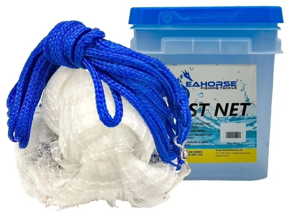 Seahorse Bottom Pocket 10ft Mono Cast Net with 1 Inch Mesh - Sports & Outdoor