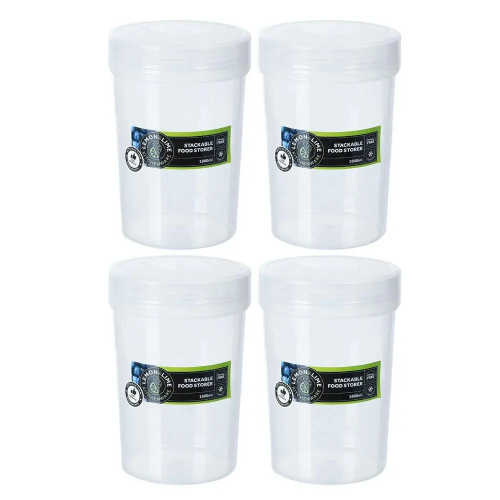 4x Lemon & Lime Keep Fresh 1.8L/19cm Food Storer Snack Storage Container w/ Lid - Home & Garden