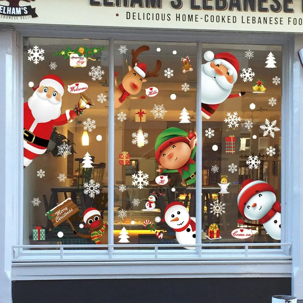 2pcs Christmas Decoration Glass Sticker Sticker Set Glass Door Window Sticker - Hobbies